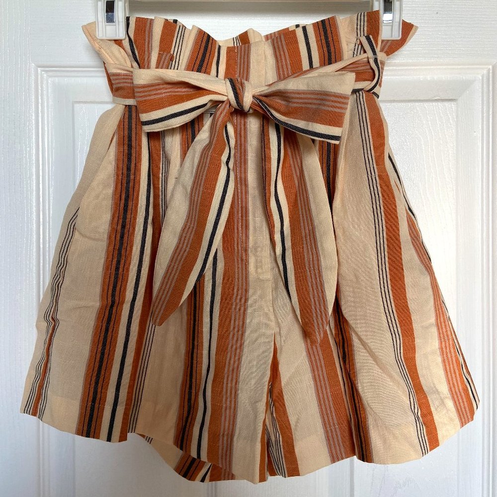H&M High-Waisted Striped Shorts (Orange, Cream, Black)